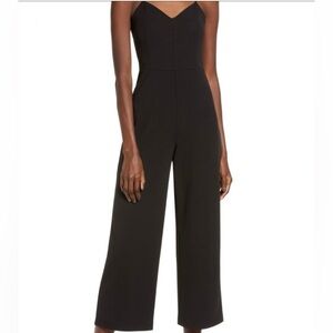 Leith Black Cropped Wide-Leg Jumpsuit